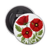 Poppy bloeiende vrolijke zomerbloemen button flesopener (Voorkant)