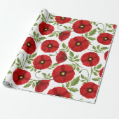 Poppy bloeiende vrolijke zomerbloemen cadeaupapier (Uitgerold)