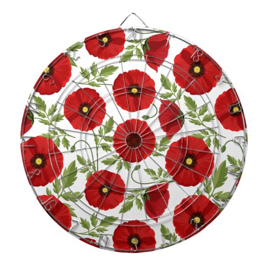 Poppy bloeiende vrolijke zomerbloemen dartbord (Voorkant)