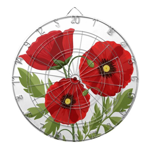 Poppy bloeiende vrolijke zomerbloemen dartbord (Voorkant)