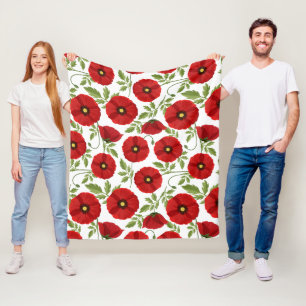 Poppy bloeiende vrolijke zomerbloemen fleece deken