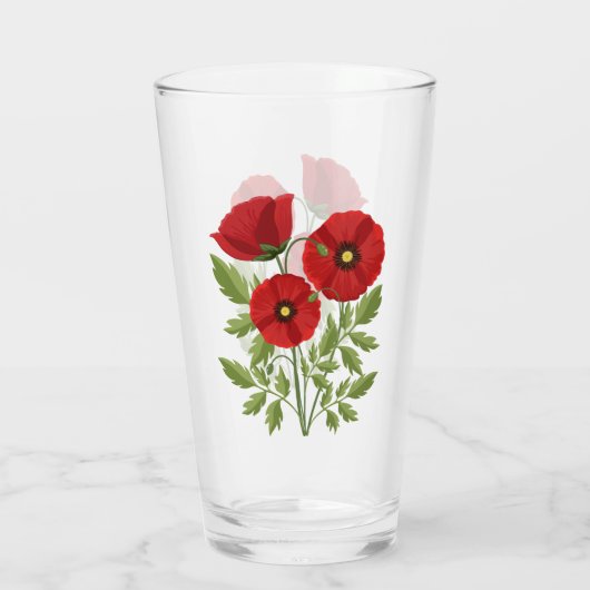 Poppy bloeiende vrolijke zomerbloemen glas (Achterkant)