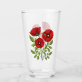 Poppy bloeiende vrolijke zomerbloemen glas (Voorkant)
