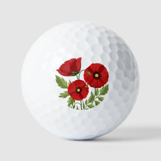 Poppy bloeiende vrolijke zomerbloemen golfballen (Voorkant)