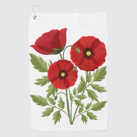 Poppy bloeiende vrolijke zomerbloemen golfhanddoek (Voorkant)