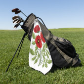 Poppy bloeiende vrolijke zomerbloemen golfhanddoek (Groen)