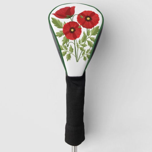 Poppy bloeiende vrolijke zomerbloemen golfheadcover (Voorkant)