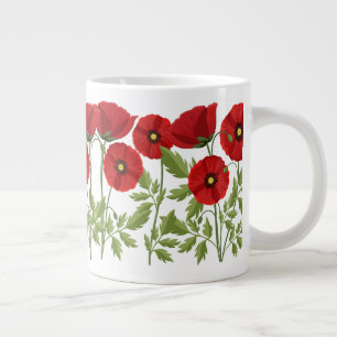 Poppy bloeiende vrolijke zomerbloemen grote koffiekop