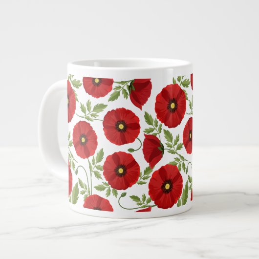 Poppy bloeiende vrolijke zomerbloemen grote koffiekop (Links)