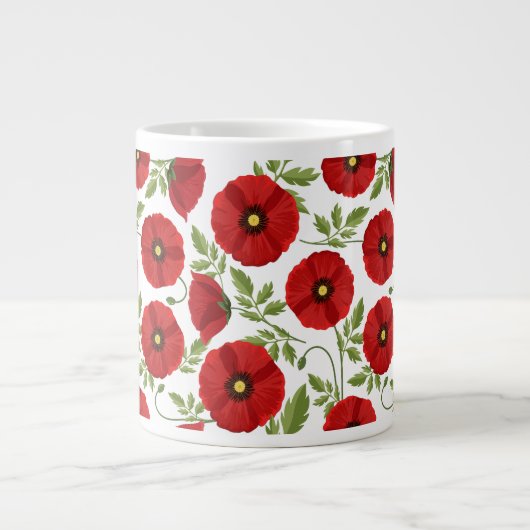 Poppy bloeiende vrolijke zomerbloemen grote koffiekop (Voorkant)