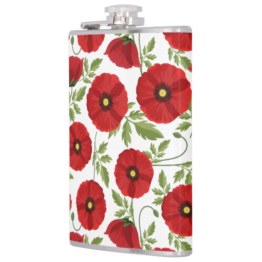 Poppy bloeiende vrolijke zomerbloemen heupfles (Links)