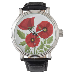 Poppy bloeiende vrolijke zomerbloemen horloge