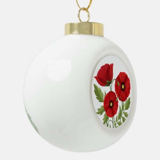 Poppy bloeiende vrolijke zomerbloemen keramische bal ornament (Links)