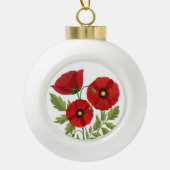 Poppy bloeiende vrolijke zomerbloemen keramische bal ornament (Voorkant)