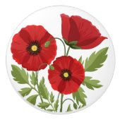 Poppy bloeiende vrolijke zomerbloemen keramische knop (Voorkant)