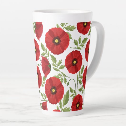 Poppy bloeiende vrolijke zomerbloemen latte mok (Rechterhoek)