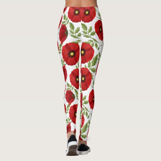 Poppy bloeiende vrolijke zomerbloemen leggings (Achterkant)