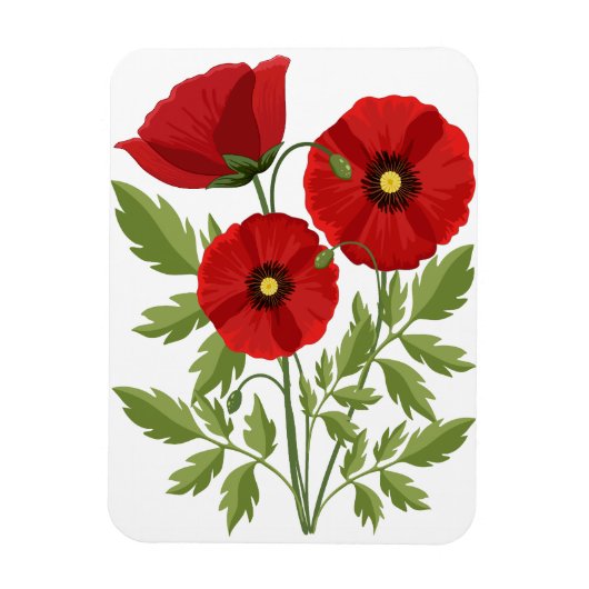 Poppy bloeiende vrolijke zomerbloemen magneet (Verticaal)
