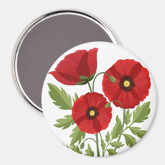 Poppy bloeiende vrolijke zomerbloemen magneet (Voorkant / Achterkant)