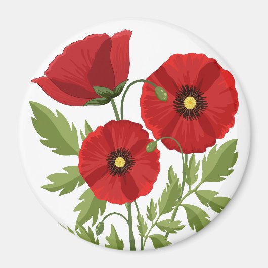 Poppy bloeiende vrolijke zomerbloemen magneet (Voorkant)