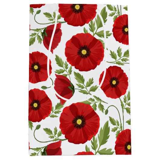 Poppy bloeiende vrolijke zomerbloemen medium cadeauzakje (Voorkant)