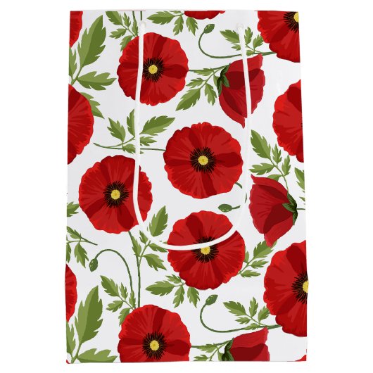 Poppy bloeiende vrolijke zomerbloemen medium cadeauzakje (Achterkant)