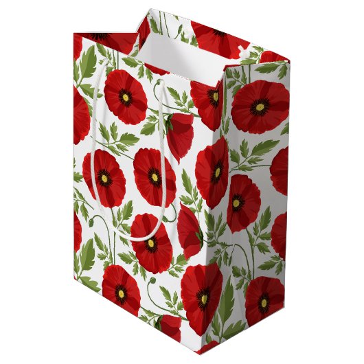 Poppy bloeiende vrolijke zomerbloemen medium cadeauzakje (Achterkant Gekanteld)