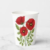 Poppy bloeiende vrolijke zomerbloemen papieren bekers (Achterkant)