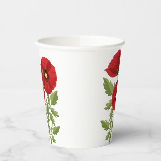 Poppy bloeiende vrolijke zomerbloemen papieren bekers (Links)