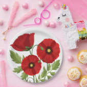Poppy bloeiende vrolijke zomerbloemen papieren bordje (Feest)