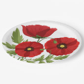 Poppy bloeiende vrolijke zomerbloemen papieren bordje (Gekanteld)