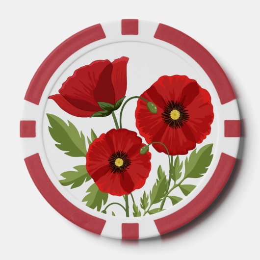 Poppy bloeiende vrolijke zomerbloemen poker chips (Voorkant)