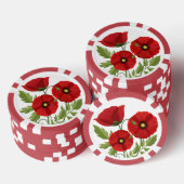Poppy bloeiende vrolijke zomerbloemen poker chips (Opstapeling)