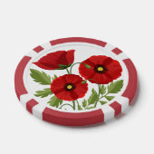 Poppy bloeiende vrolijke zomerbloemen poker chips (Enkel)