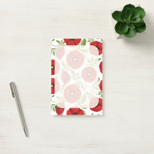 Poppy bloeiende vrolijke zomerbloemen post-it® notes (Kantoor)
