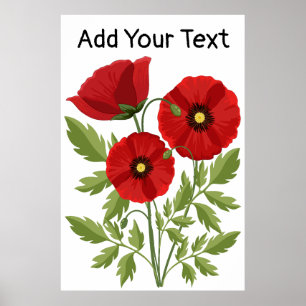 Poppy bloeiende vrolijke zomerbloemen poster