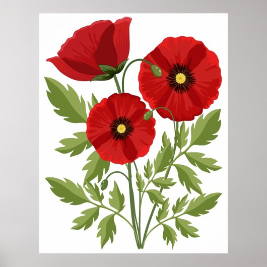 Poppy bloeiende vrolijke zomerbloemen poster (Voorkant)