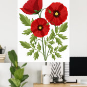 Poppy bloeiende vrolijke zomerbloemen poster (Thuiskantoor)