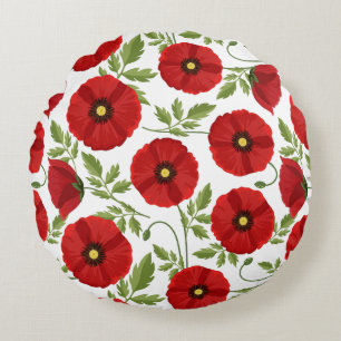 Poppy bloeiende vrolijke zomerbloemen rond kussen