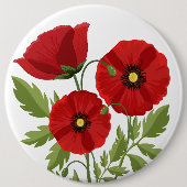 Poppy bloeiende vrolijke zomerbloemen ronde button 6,0 cm (Voorkant)