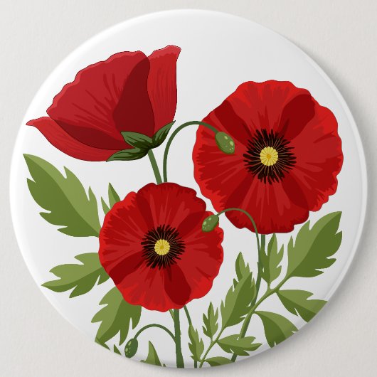 Poppy bloeiende vrolijke zomerbloemen ronde button 6,0 cm (Voorkant)