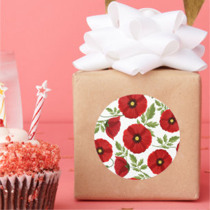 Poppy bloeiende vrolijke zomerbloemen ronde sticker