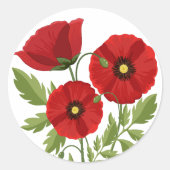 Poppy bloeiende vrolijke zomerbloemen ronde sticker (Voorkant)