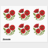 Poppy bloeiende vrolijke zomerbloemen ronde sticker (Vel)