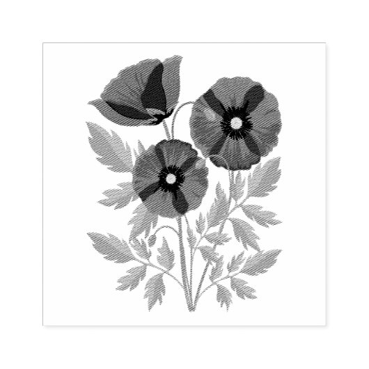 Poppy bloeiende vrolijke zomerbloemen rubberstempel (Afrduk)