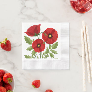 Poppy bloeiende vrolijke zomerbloemen servet