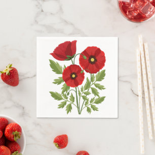 Poppy bloeiende vrolijke zomerbloemen servet