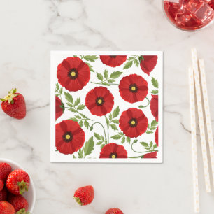 Poppy bloeiende vrolijke zomerbloemen servet