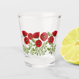 Poppy bloeiende vrolijke zomerbloemen shot glas