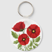Poppy bloeiende vrolijke zomerbloemen sleutelhanger (Voorkant)